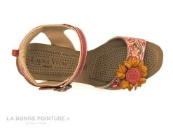 Laura Vita FACYO 06 Rouge - Fleur - Nu-pieds Compense -Chaussures Pour Femmes cd24607c73b9e66c561f35ea11d5d5ef 2858301 158130