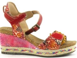 Laura Vita FACYO 06 Rouge - Fleur - Nu-pieds Compense -Chaussures Pour Femmes cd24607c73b9e66c561f35ea11d5d5ef 2858301 158132