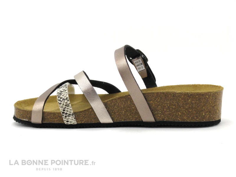 Autenti 689658 - Rose Beige Metal - Python - Mule Talon Compense 3 Autenti 689658 - Rose Beige Metal - Python - Mule Talon Compense – Image 3