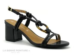 Chaussures Pour Femmes 12 The Divine Factory QL4328 Noir Lezard - Anneau - Sandale Talon