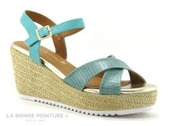 The Divine Factory QL4350 Vert D Eau - Sandale Talon Compense