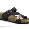 Biomodex 1275 - Noir - Bronze - 3 Fleures Glitter - Mule Femme