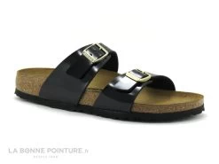 Birkenstock SIDNEY Birko Flor Vernis Noir - Boucle Or - BK1000551- Mule