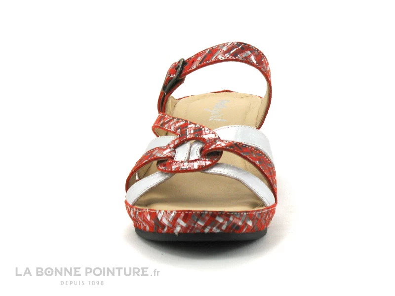 Pedi Girl SACI Rouge Argent - Mule Talon Compense 2 Pedi Girl SACI Rouge Argent - Mule Talon Compense – Image 2