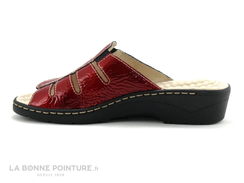 Pedi Girl DOMI - Rouge Verni - Mule Compensee Femme 3 Pedi Girl DOMI - Rouge Verni - Mule Compensee Femme – Image 3