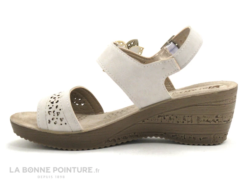 Morans MECHE 26132 Ecru - Sandale Compensee Bride Ajouree 2 Morans MECHE 26132 Ecru - Sandale Compensee Bride Ajouree – Image 2