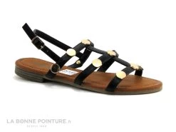 Dees Shoes MANGORA Noir - Perles Metal - Sandale Plate Femme