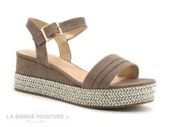 The Divine Factory QL3617 Taupe - Sandale Compensee