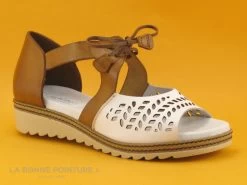 Dorking ESPE D8773-TX - Blanc Marron - Sandale Femme Avec Contrefort