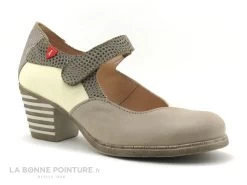 Chaussures Pour Femmes 24 Alce Shoes 9809 Beige - Escarpin Petit Talon - Bride Velcro