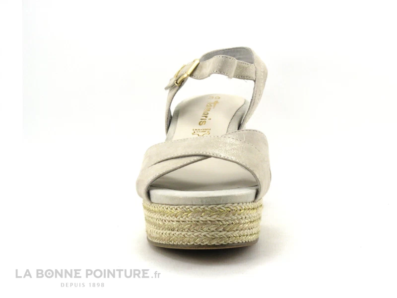 Tamaris 1-28001-20 Cashm Pea Sued - Sandale Beige - Talon Compense 2 Tamaris 1-28001-20 Cashm Pea Sued - Sandale Beige - Talon Compense – Image 2