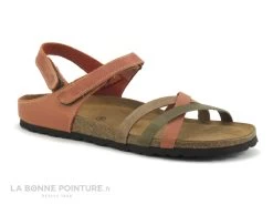 Chaussures Pour Femmes 46 Inter Bios 7133 Brique Kaki Beige - Sandale Femme Semelle Liege