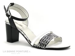 DE CI De La - VULPIN - Noir Blanc Croco - Sandale Talon Haut
