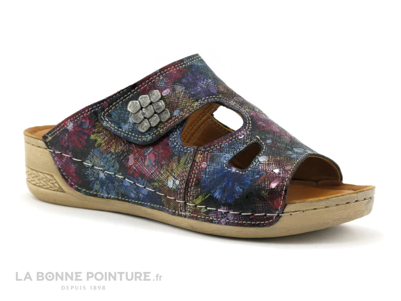 Loretta 6442PH Mule Cuir Femme - Black Floral 1 Loretta 6442PH Mule Cuir Femme - Black Floral