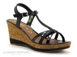 Tamaris 1-28347-26 Black - Sandale Noire -Semelle Compensee