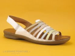 Karyoka ROSE - Blanc - Nu-pieds Confort Femme Cuir Blanc